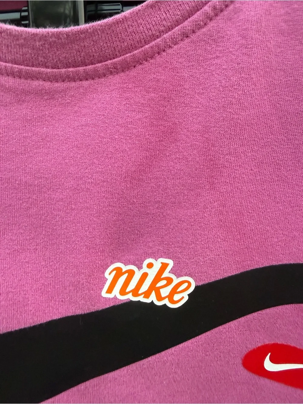 Nike Womens Dri-Fit Graphic Training Tank Top Pink Swoosh JDIY Athletic Logo XS